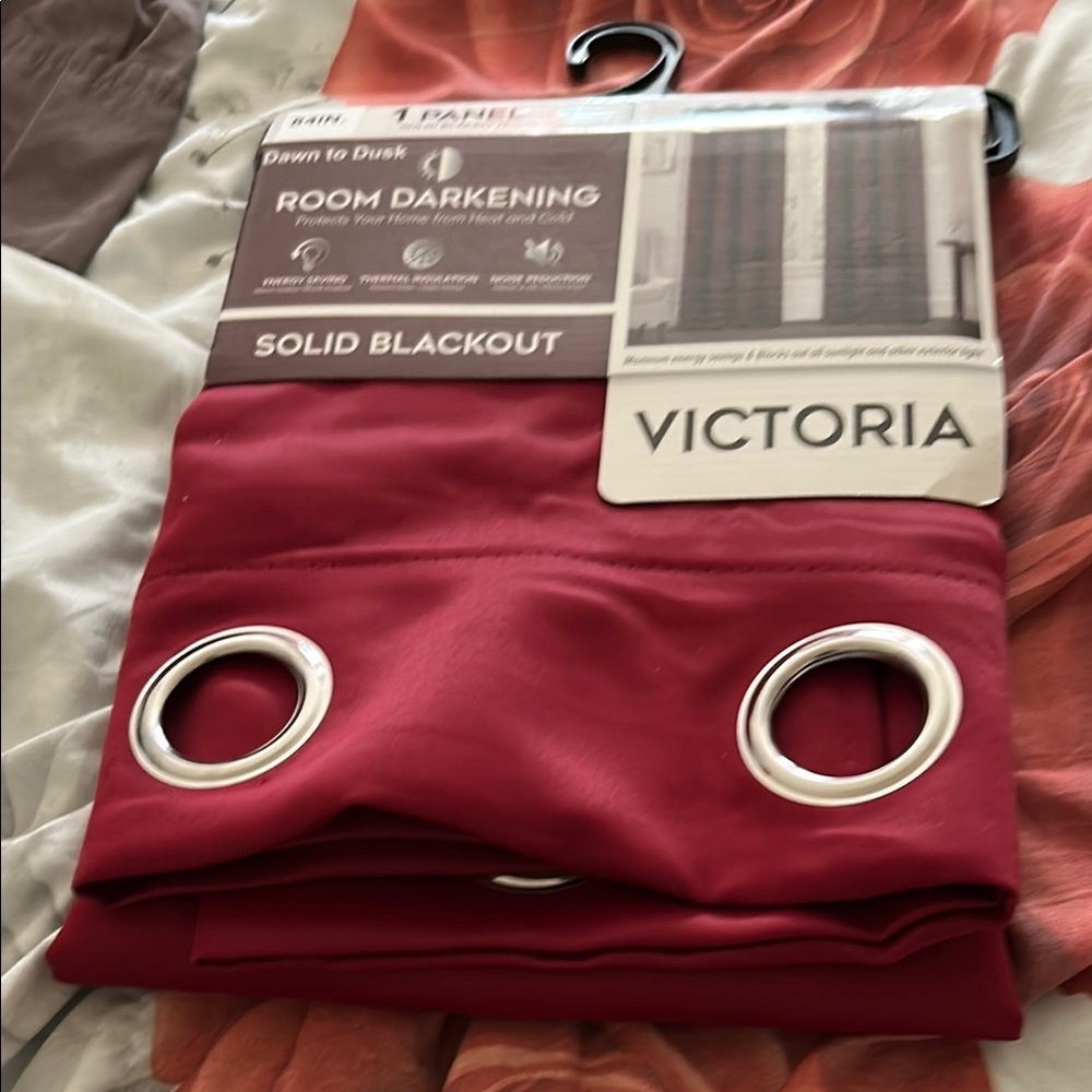 Victoria Red Solid Blackout Curtain Panel